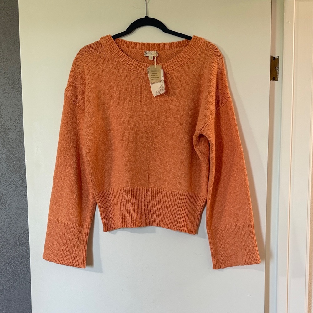Hem & Thread Apricot Orange Crewneck Sweater